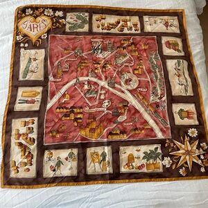 LONGCHAMP Map Of Paris HAND ROLLED SQUARE silk scarf Wrap 34”x34" Made Italy! 🥰